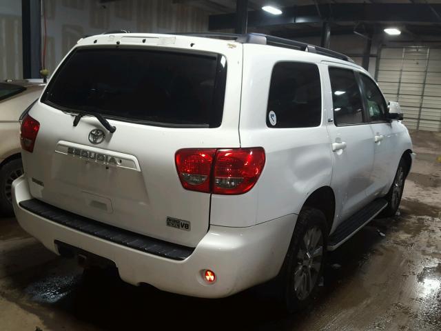 5TDBY64A08S014593 - 2008 TOYOTA SEQUOIA SR WHITE photo 4