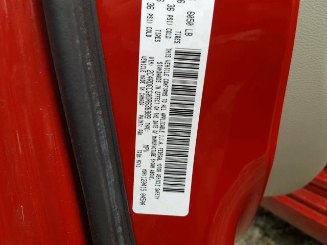 2C4RDGCG0DR636989 - 2013 DODGE GRAND CARA RED photo 10