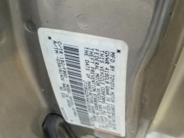 JT2BG22KXW0185965 - 1998 TOYOTA CAMRY CE BEIGE photo 10