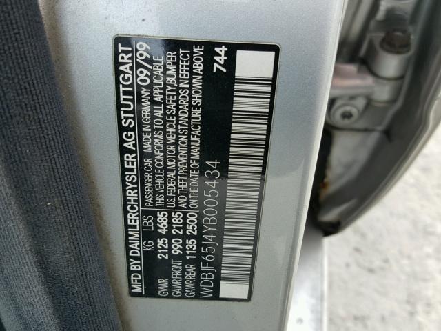 WDBJF65J4YB005434 - 2000 MERCEDES-BENZ E 320 SILVER photo 10