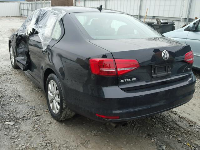 3VWD17AJ9FM413729 - 2015 VOLKSWAGEN JETTA SE BLACK photo 3