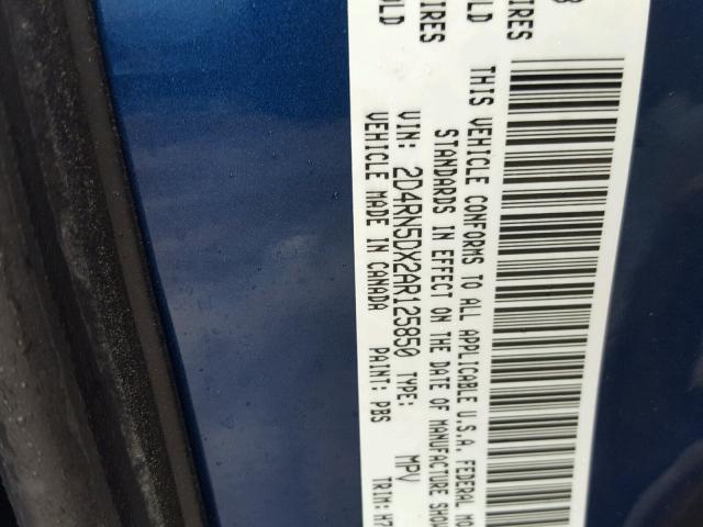 2D4RN5DX2AR125850 - 2010 DODGE GRAND CARA BLUE photo 10