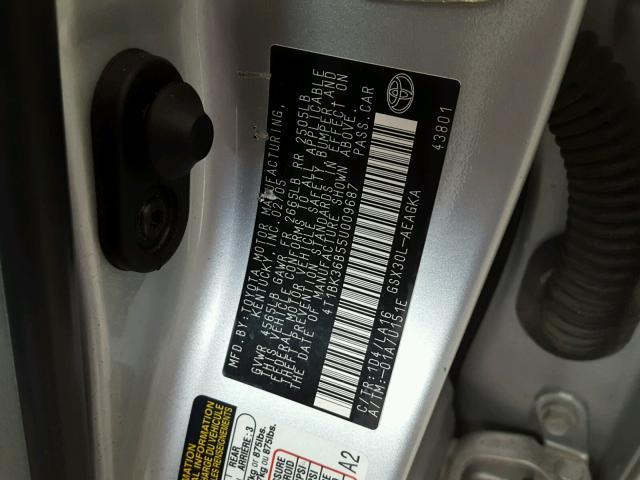 4T1BK36B55U009687 - 2005 TOYOTA AVALON XL SILVER photo 10