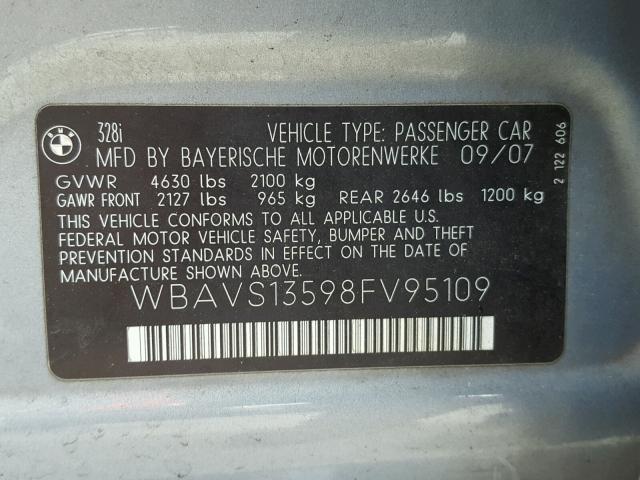 WBAVS13598FV95109 - 2008 BMW 328 IT BLUE photo 10