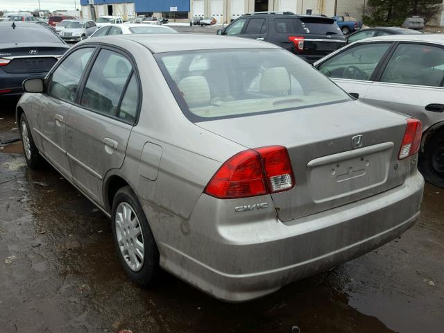 1HGES16515L028437 - 2005 HONDA CIVIC LX TAN photo 3