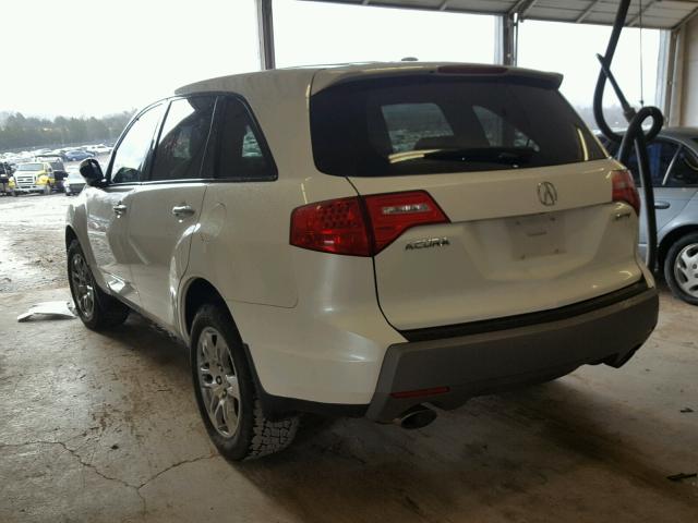 2HNYD28228H522333 - 2008 ACURA MDX WHITE photo 3