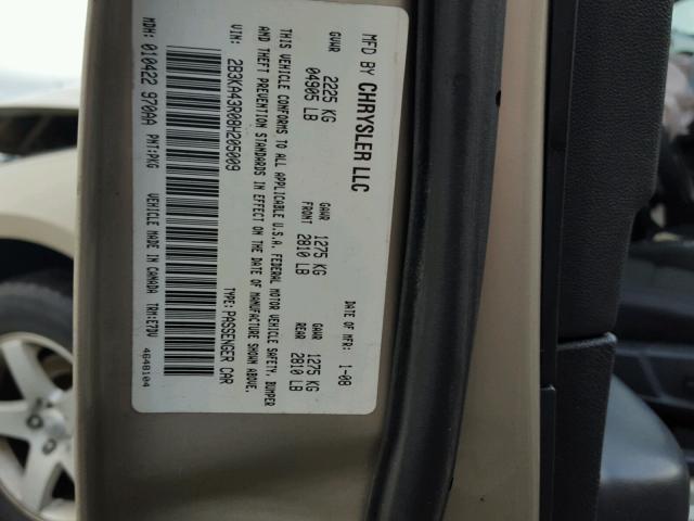 2B3KA43R08H205009 - 2008 DODGE CHARGER GOLD photo 10