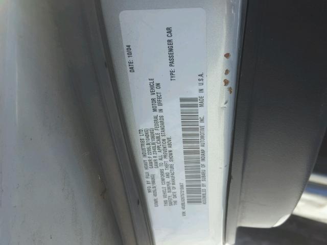 4S3BL626757215667 - 2005 SUBARU LEGACY 2.5 SILVER photo 10