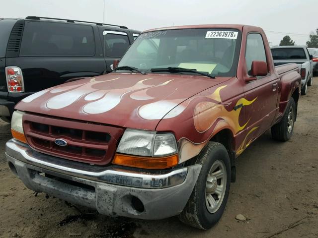 1FTYR10V5XUB35021 - 1999 FORD RANGER MAROON photo 2