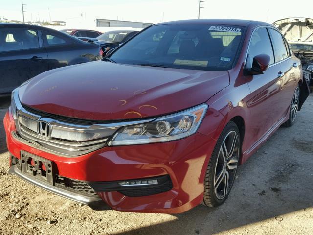 1HGCR2F56GA027128 - 2016 HONDA ACCORD SPO RED photo 2