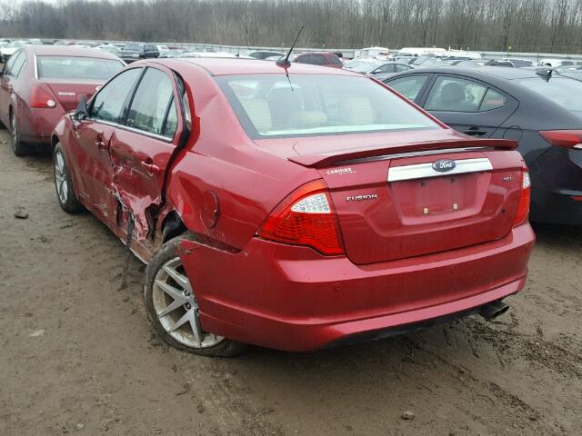 3FAHP0JA8CR217036 - 2012 FORD FUSION SEL RED photo 3