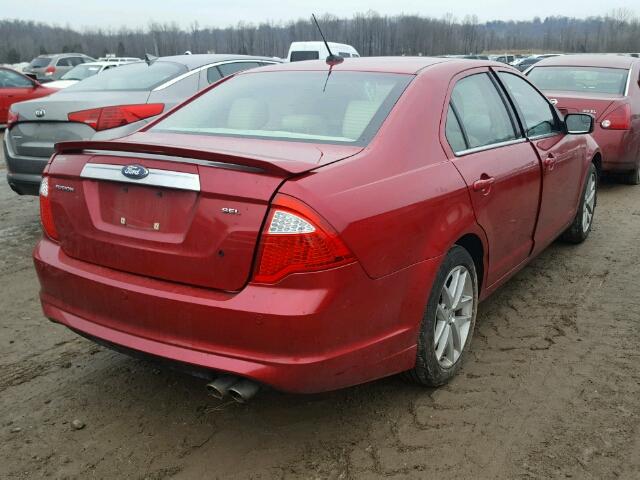 3FAHP0JA8CR217036 - 2012 FORD FUSION SEL RED photo 4