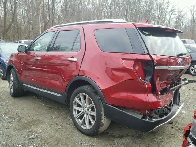 1FM5K7F82HGC27324 - 2017 FORD EXPLORER L RED photo 3