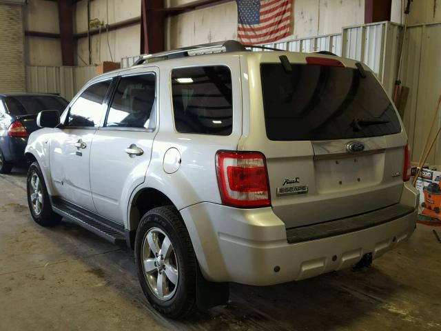 1FMCU94138KC80775 - 2008 FORD ESCAPE LIM SILVER photo 3