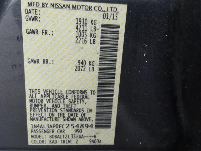 1N4AL3AP0FC254894 - 2015 NISSAN ALTIMA 2.5 GRAY photo 10