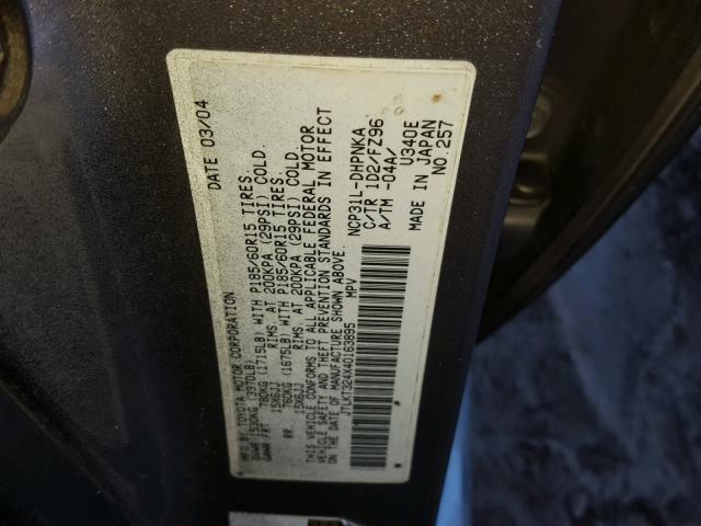 JTLKT324X40163895 - 2004 TOYOTA SCION XB ვერცხლისფერი ფოტო 10