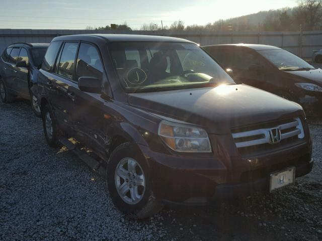 5FNYF28197B016610 - 2007 HONDA PILOT LX MAROON photo 1