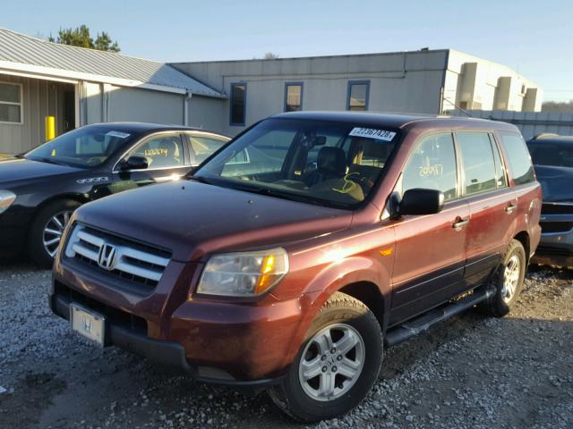 5FNYF28197B016610 - 2007 HONDA PILOT LX MAROON photo 2