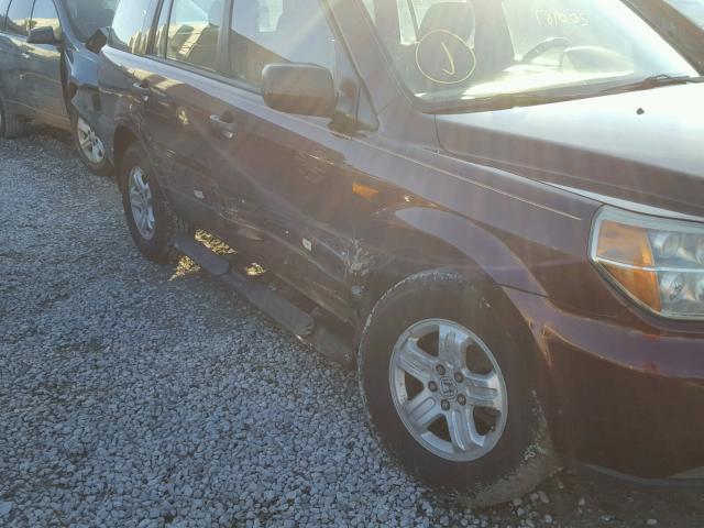 5FNYF28197B016610 - 2007 HONDA PILOT LX MAROON photo 9