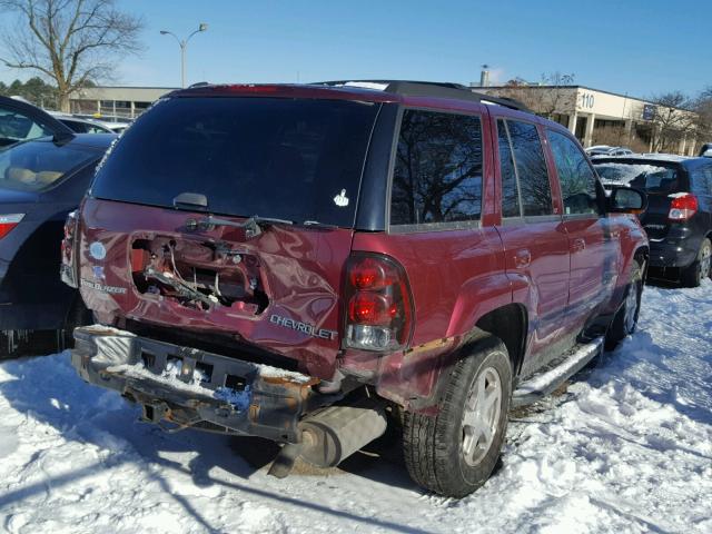 1GNDT13S042357644 - 2004 CHEVROLET TRAILBLAZE BURGUNDY photo 4