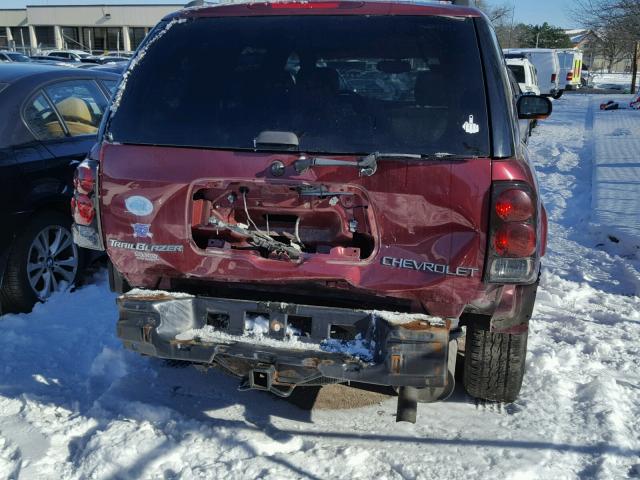 1GNDT13S042357644 - 2004 CHEVROLET TRAILBLAZE BURGUNDY photo 9