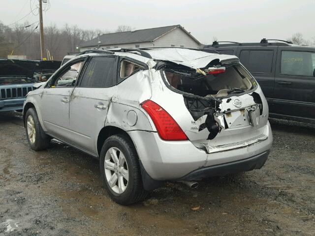 JN8AZ08W47W635267 - 2007 NISSAN MURANO SL SILVER photo 3