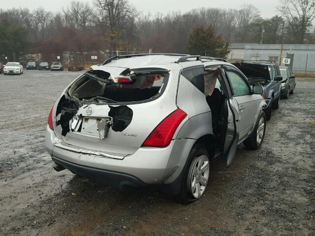 JN8AZ08W47W635267 - 2007 NISSAN MURANO SL SILVER photo 4