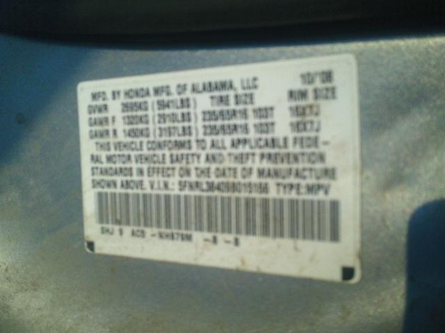 5FNRL38409B015166 - 2009 HONDA ODYSSEY EX GRAY photo 10