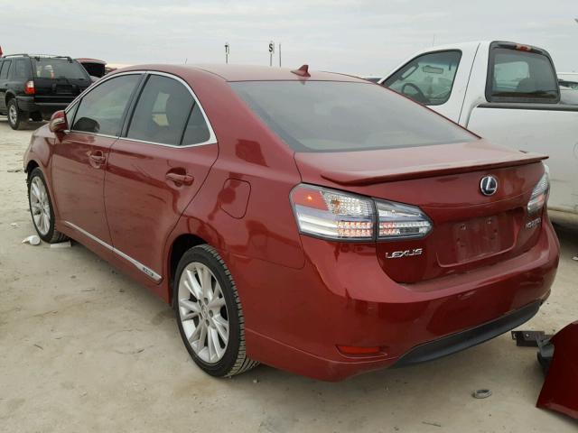 JTHBB1BA3A2000643 - 2010 LEXUS HS 250H RED photo 3