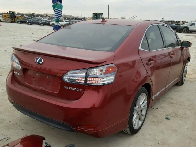 JTHBB1BA3A2000643 - 2010 LEXUS HS 250H RED photo 4