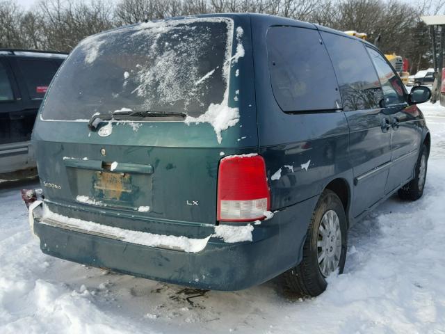 KNDUP131126280583 - 2002 KIA SEDONA EX GREEN photo 4