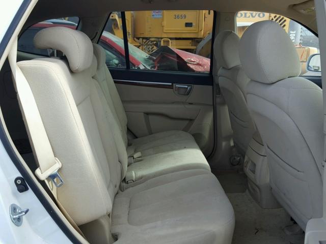 5NMSH13E79H332822 - 2009 HYUNDAI SANTA FE S WHITE photo 6