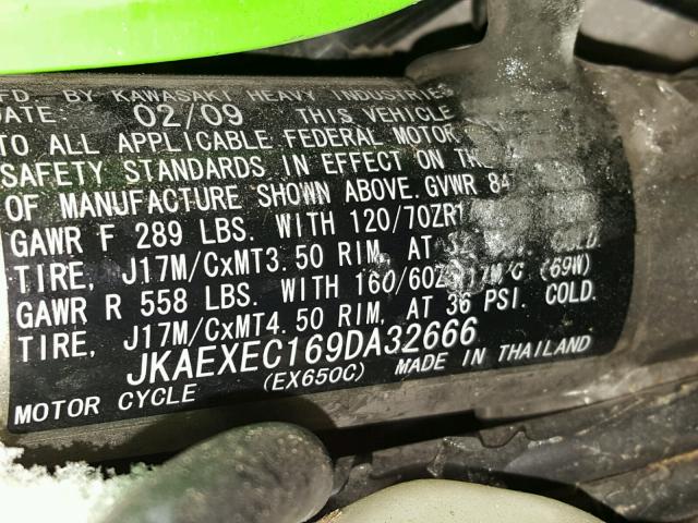 JKAEXEC169DA32666 - 2009 KAWASAKI EX650 C 绿色 照片 10