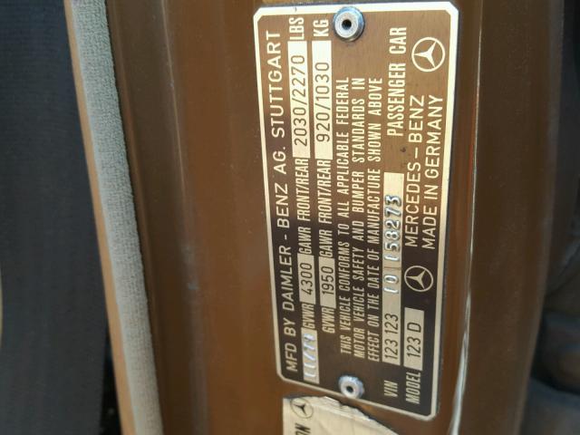 12312310158273 - 1980 MERCEDES-BENZ 240 D TAN photo 10