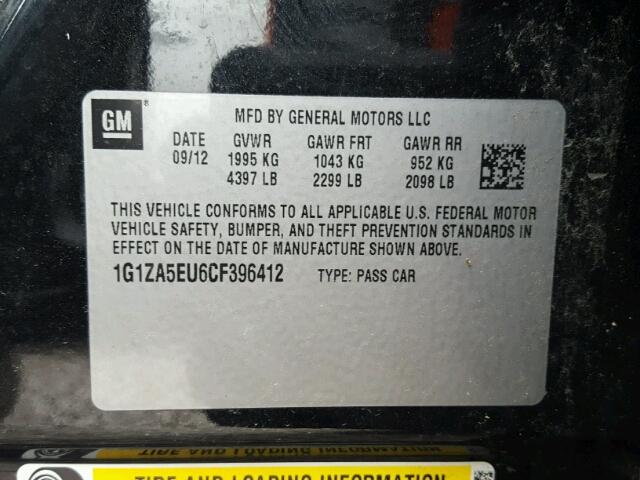 1G1ZA5EU6CF396412 - 2012 CHEVROLET MALIBU LS BLUE photo 10