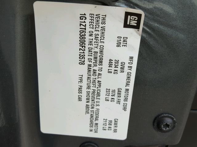 1G1ZT63806F213578 - 2006 CHEVROLET MALIBU MAX 石墨色 照片 10