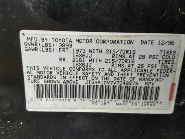 JT3HP10V7V7042278 - 1997 TOYOTA RAV4 BLACK photo 10