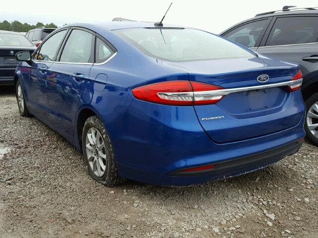 3FA6P0G74HR123276 - 2017 FORD FUSION S BLUE photo 3