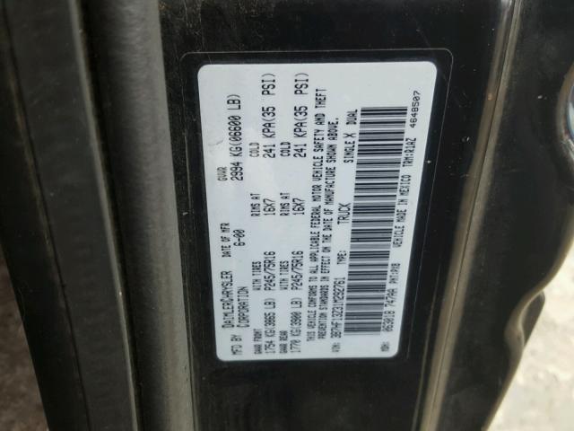 3B7HF13Z31M292761 - 2001 DODGE RAM 1500 BLACK photo 10