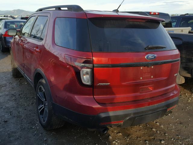 1FM5K8GT4FGB12651 - 2015 FORD EXPLORER S RED photo 3