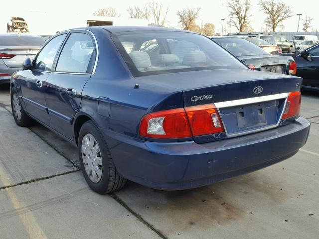 KNAGD126945317646 - 2004 KIA OPTIMA LX BLUE photo 3