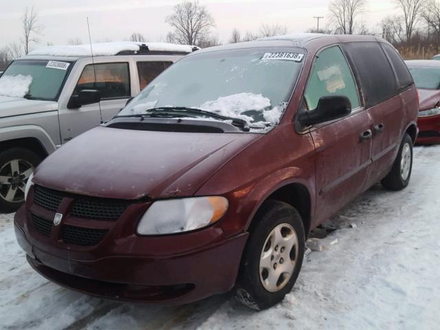 1B4GP253X2B668272 - 2002 DODGE CARAVAN SE MAROON photo 2