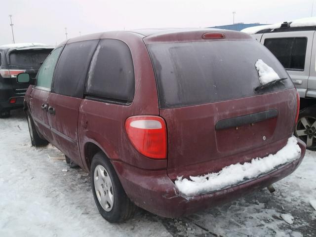 1B4GP253X2B668272 - 2002 DODGE CARAVAN SE MAROON photo 3