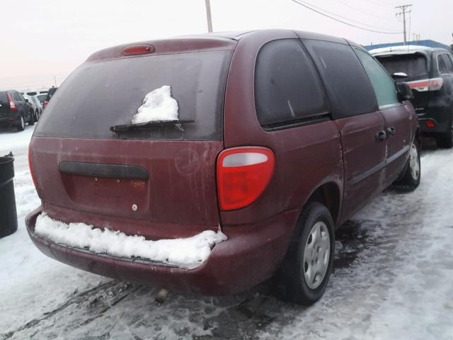 1B4GP253X2B668272 - 2002 DODGE CARAVAN SE MAROON photo 4