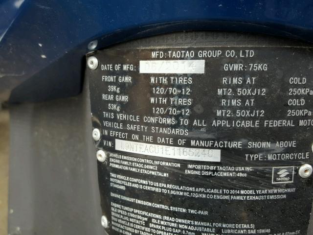 L9NTEACU1E1165240 - 2010 TAO MOPED Կապույտ լուսանկար 10