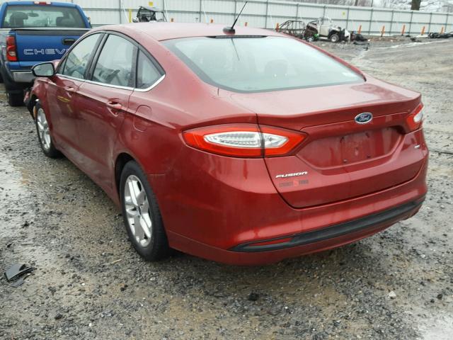 3FA6P0H7XER145714 - 2014 FORD FUSION SE RED photo 3