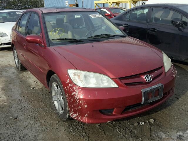 2HGES26785H612726 - 2005 HONDA CIVIC EX BURGUNDY photo 1