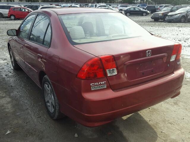 2HGES26785H612726 - 2005 HONDA CIVIC EX BURGUNDY photo 3