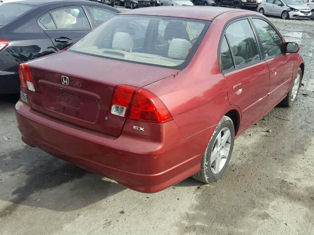 2HGES26785H612726 - 2005 HONDA CIVIC EX BURGUNDY photo 4