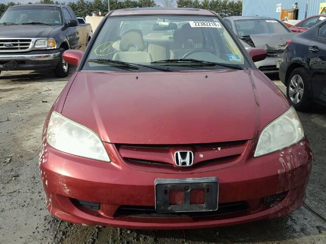 2HGES26785H612726 - 2005 HONDA CIVIC EX BURGUNDY photo 9